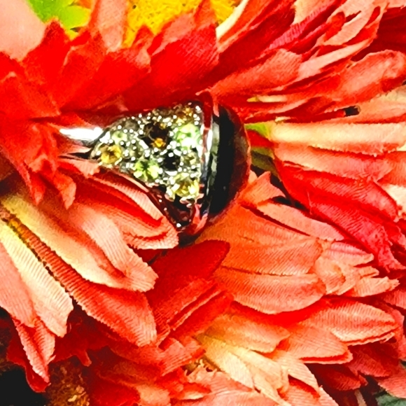 COPY - 🐚 David Sigal SS Smokey Quartz Oval Cabochon Ring with Citrine & Peridot - Picture 14 of 16